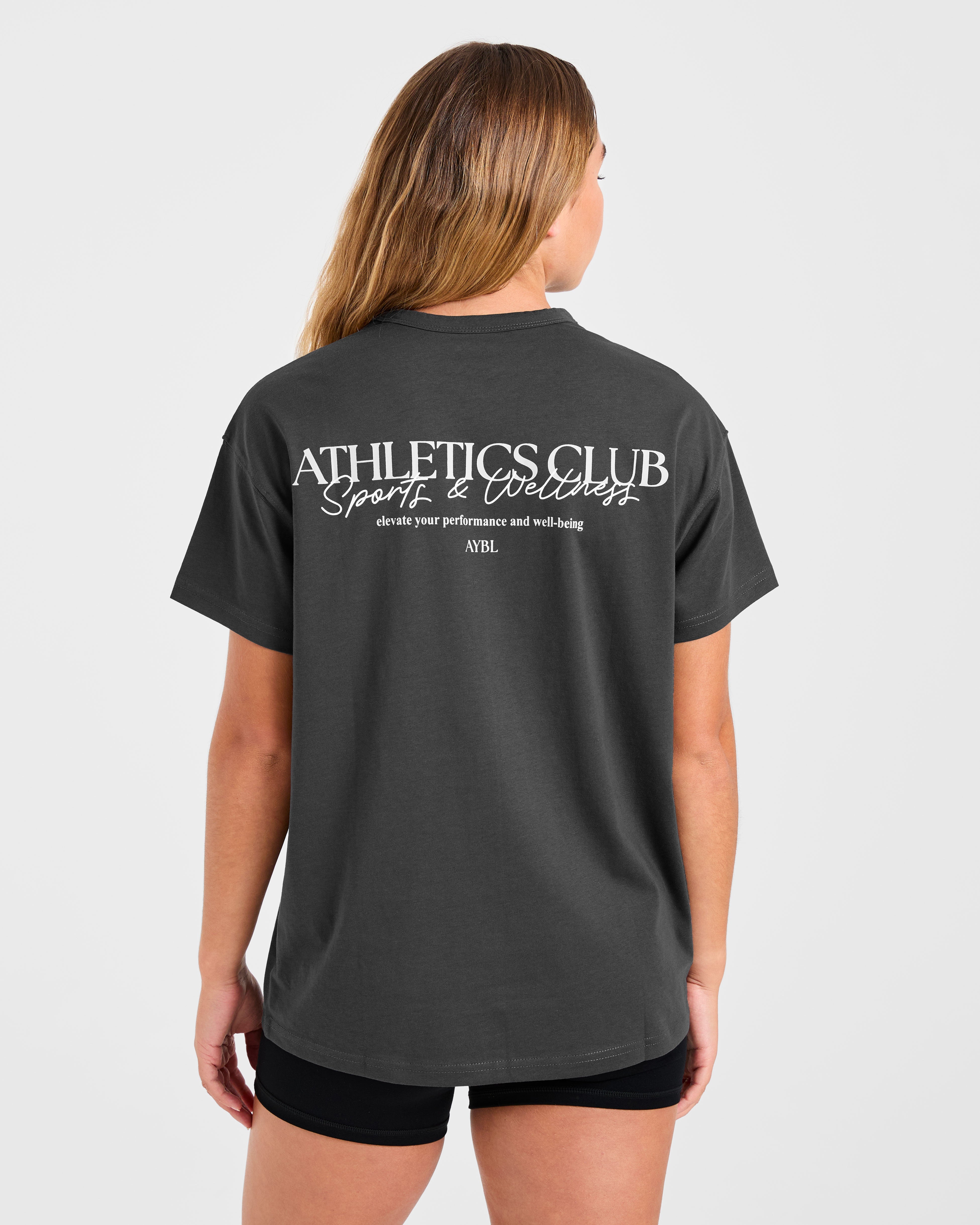 Camiseta Oversized del Club de Atletismo - Gris Oscuro