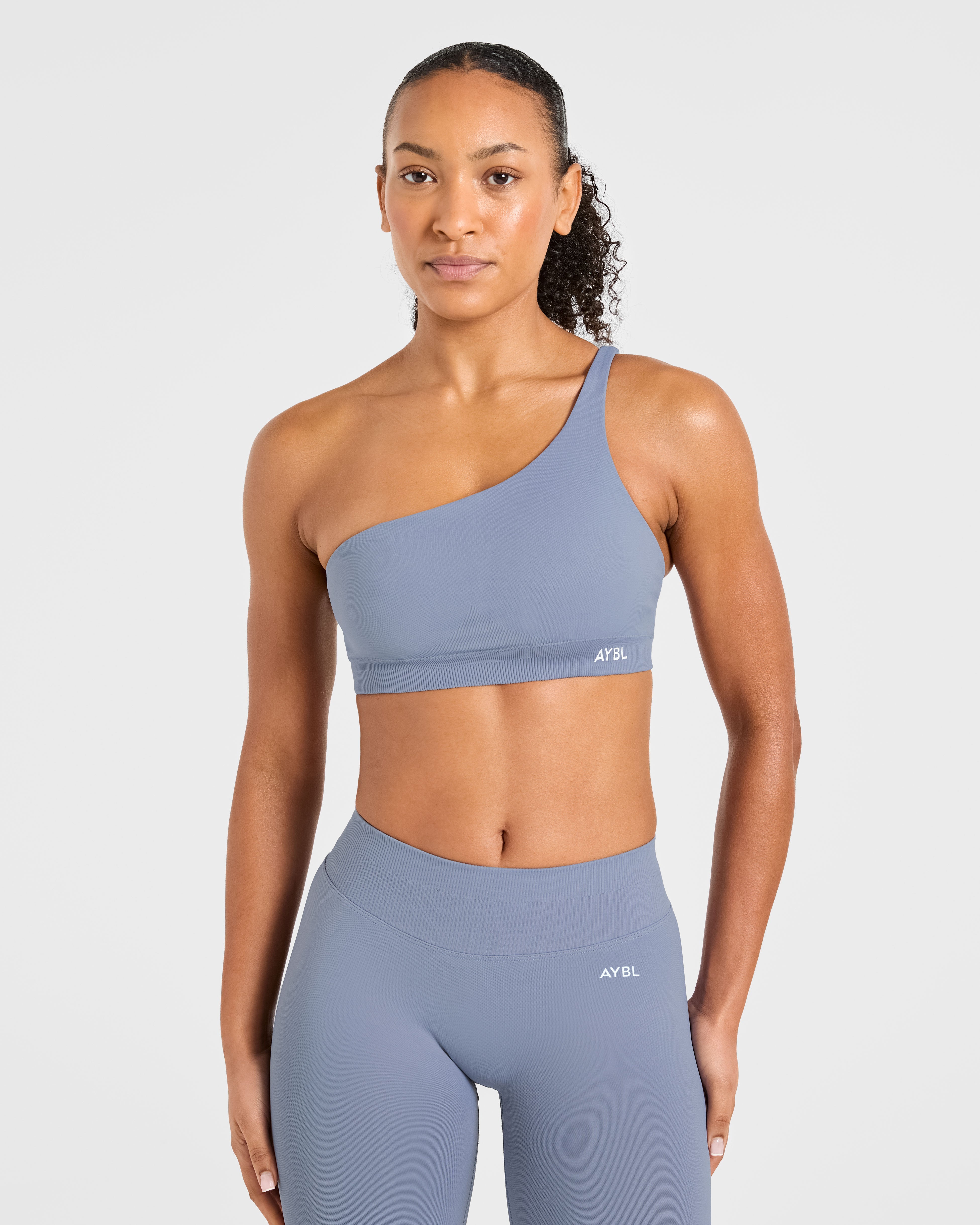 Enhance Bra Deportivo Sin Costuras de Un Solo Hombro - Azul Pizarra
