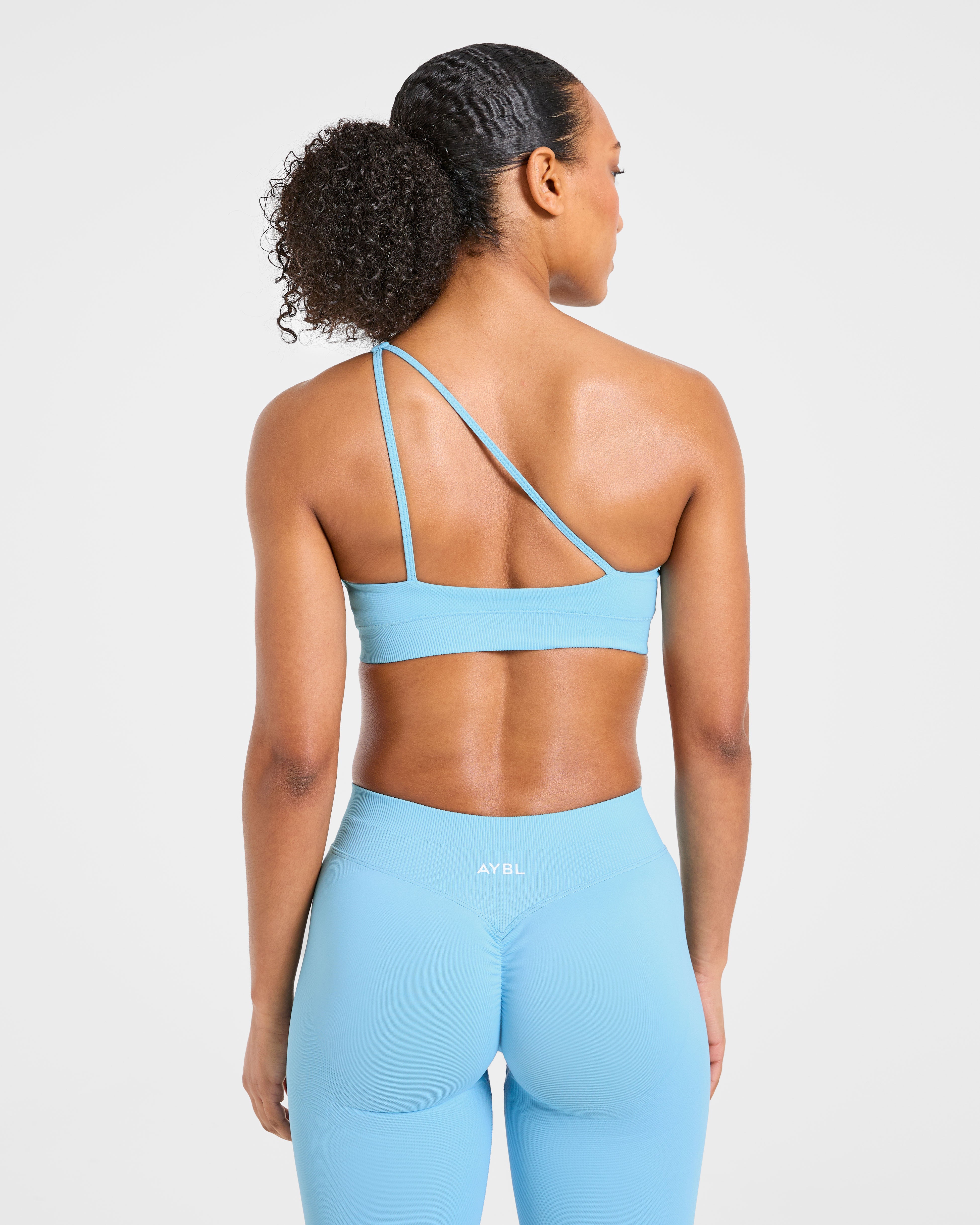 Enhance Bra Deportivo Sin Costuras de Un Solo Hombro - Azul Polvo