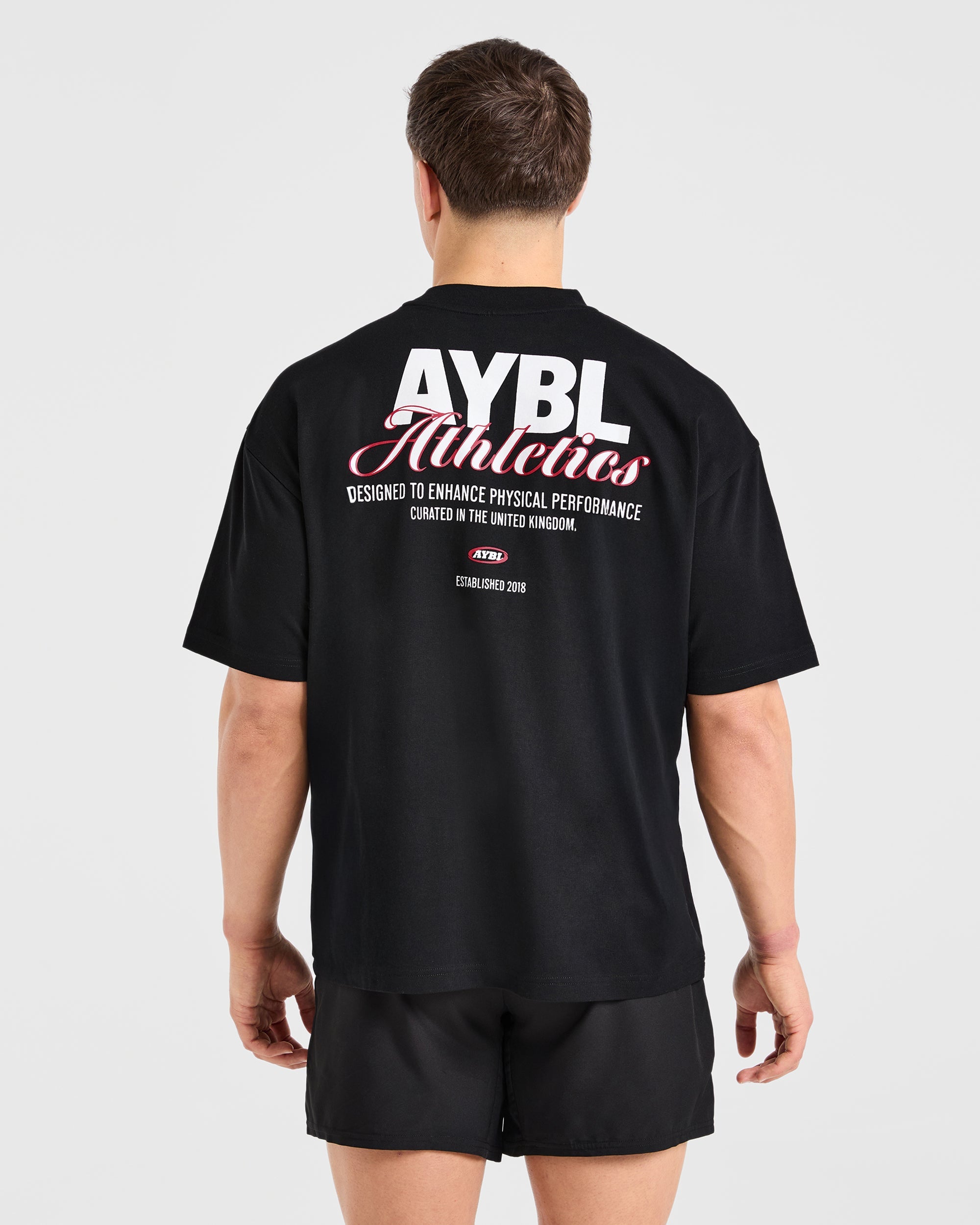 Camiseta Oversized con Estampado Athletics - Negro