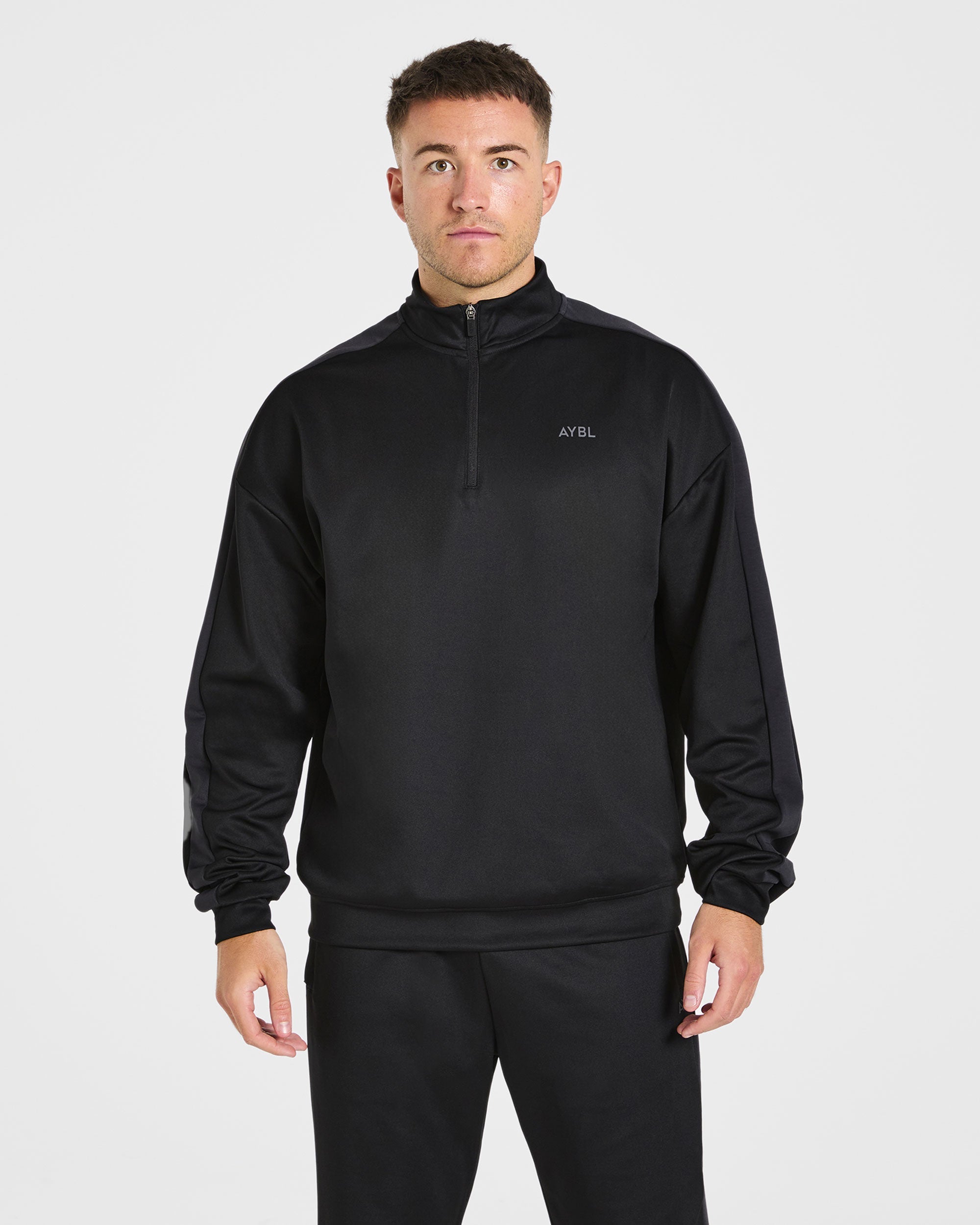 Pullover Clásico Track 1/4 Cremallera - Negro/Gris