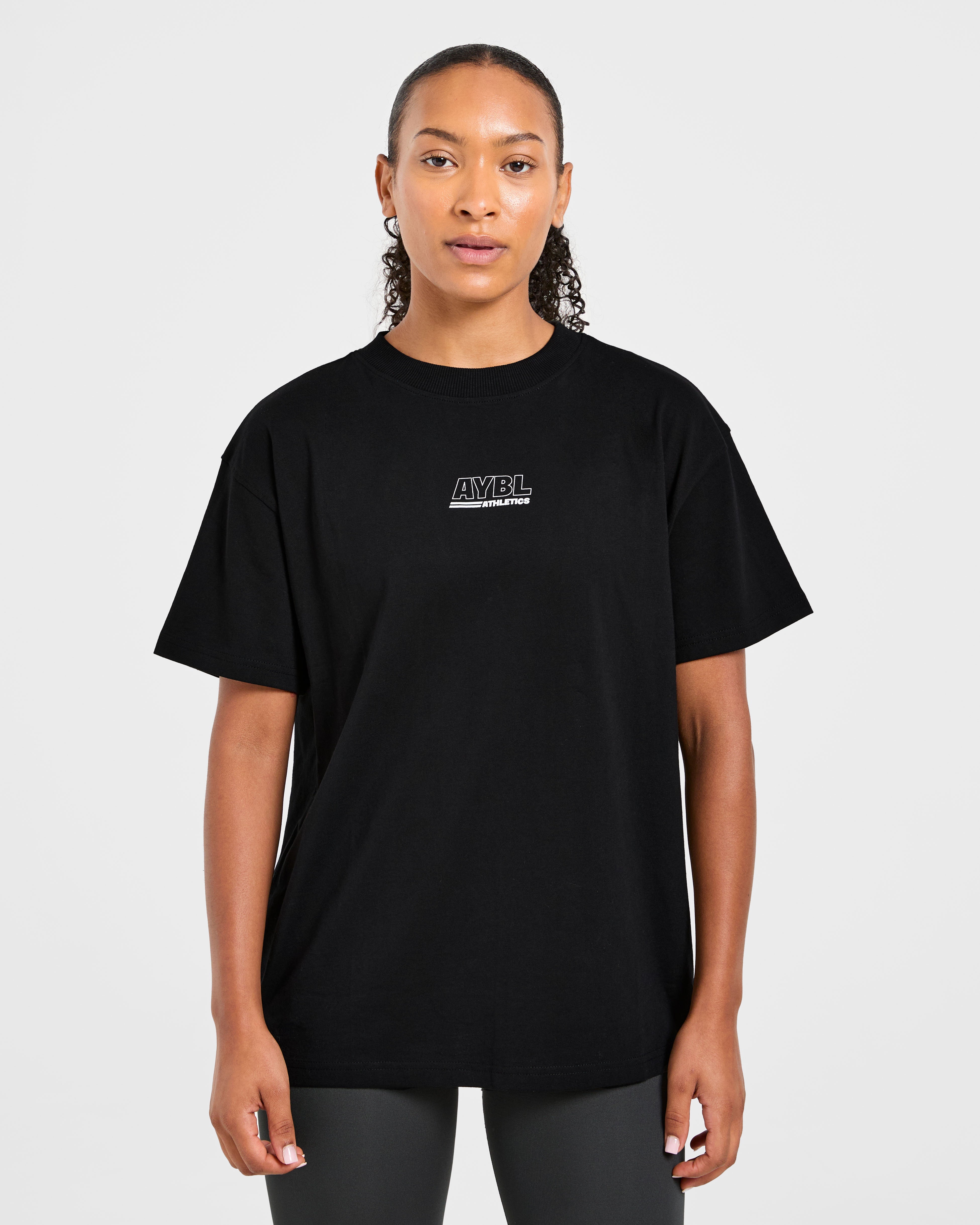 Camiseta Oversized de Pista de Atletismo - Negro/Blanco