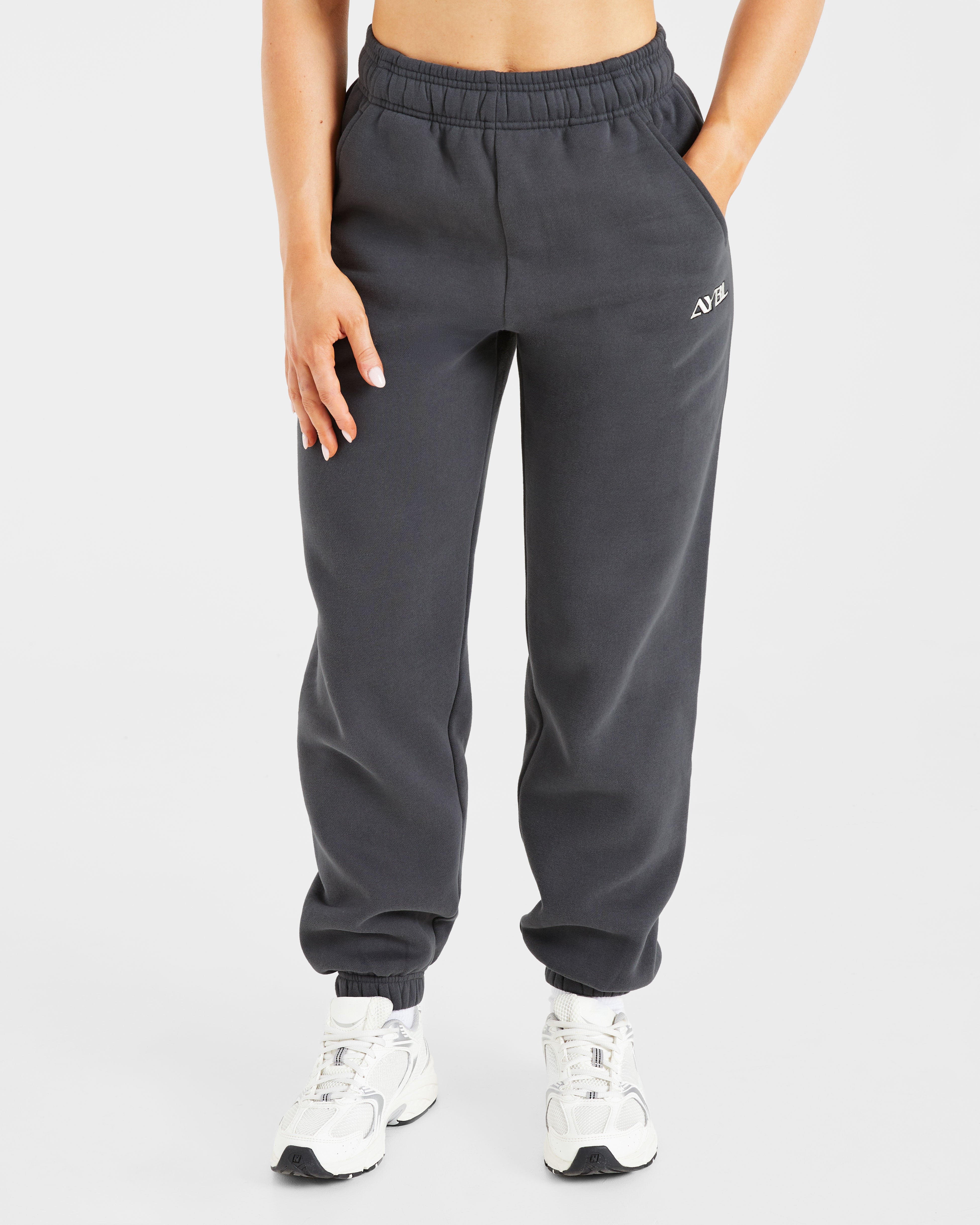 Pantalones Jogger Oversized con Bordado Retro - Gris Carbón