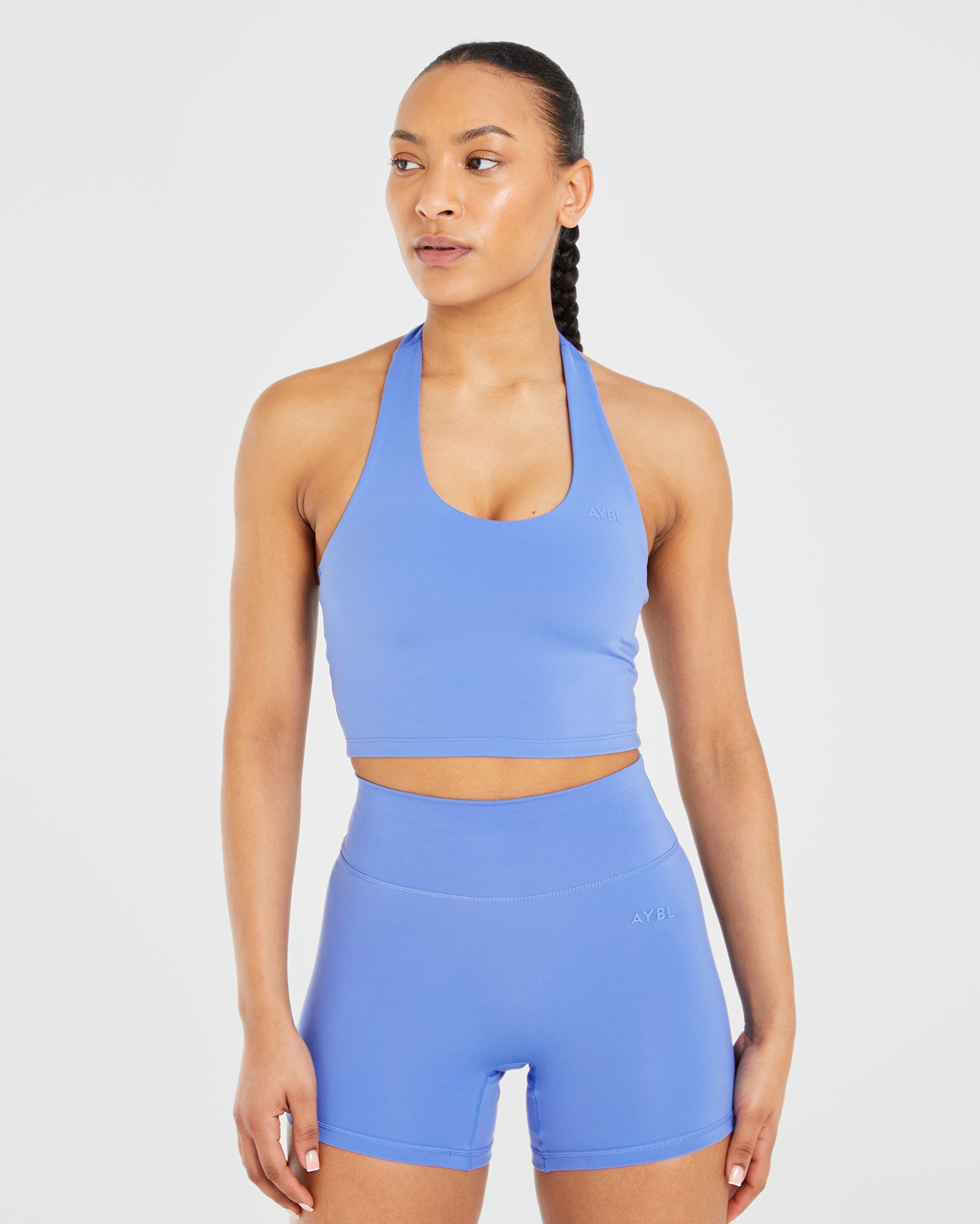 Top Corto de Cuello Halter - Azul Cobalto