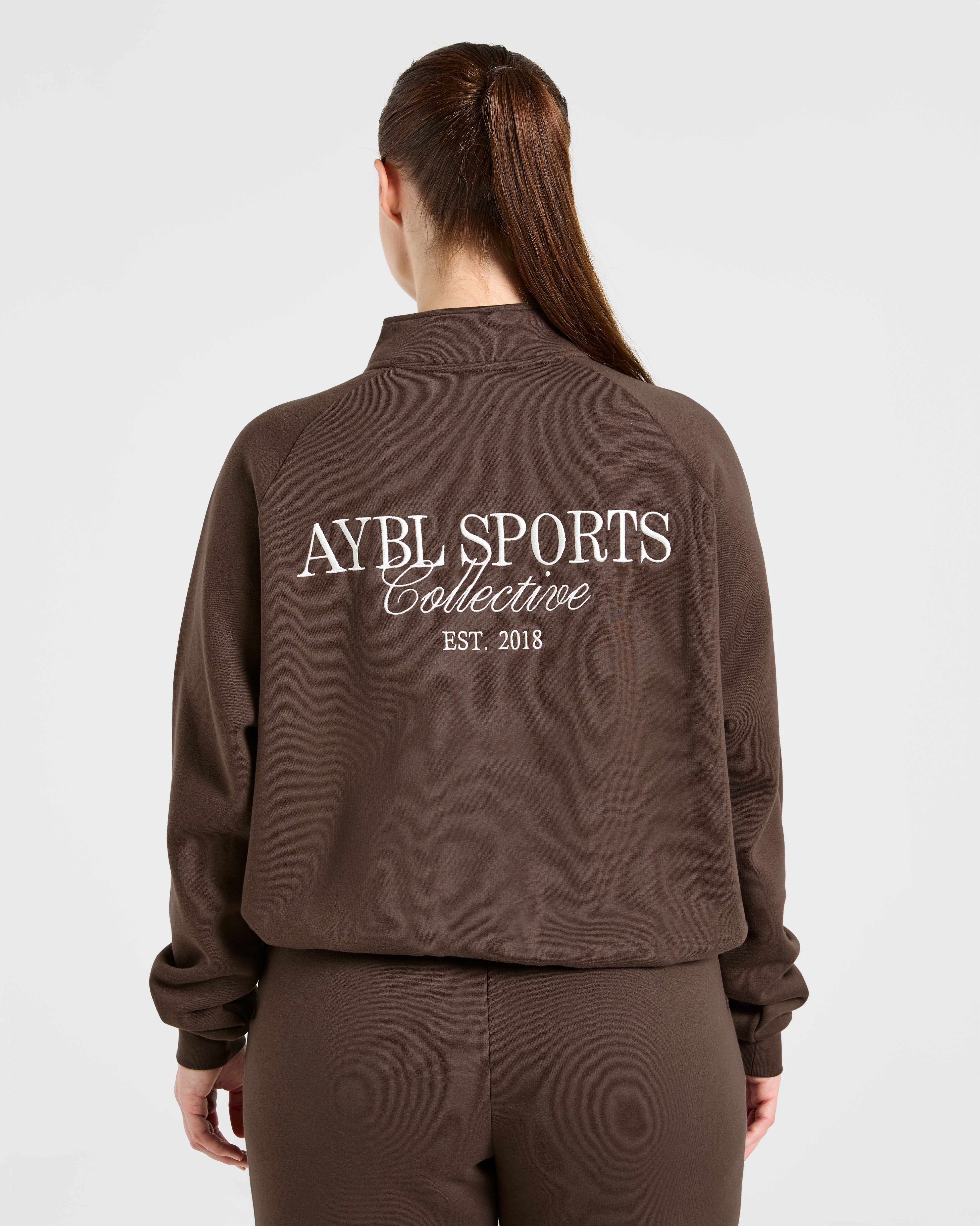 Pulóver Oversized de 1/4 de Cierre Sports Collective - Marrón