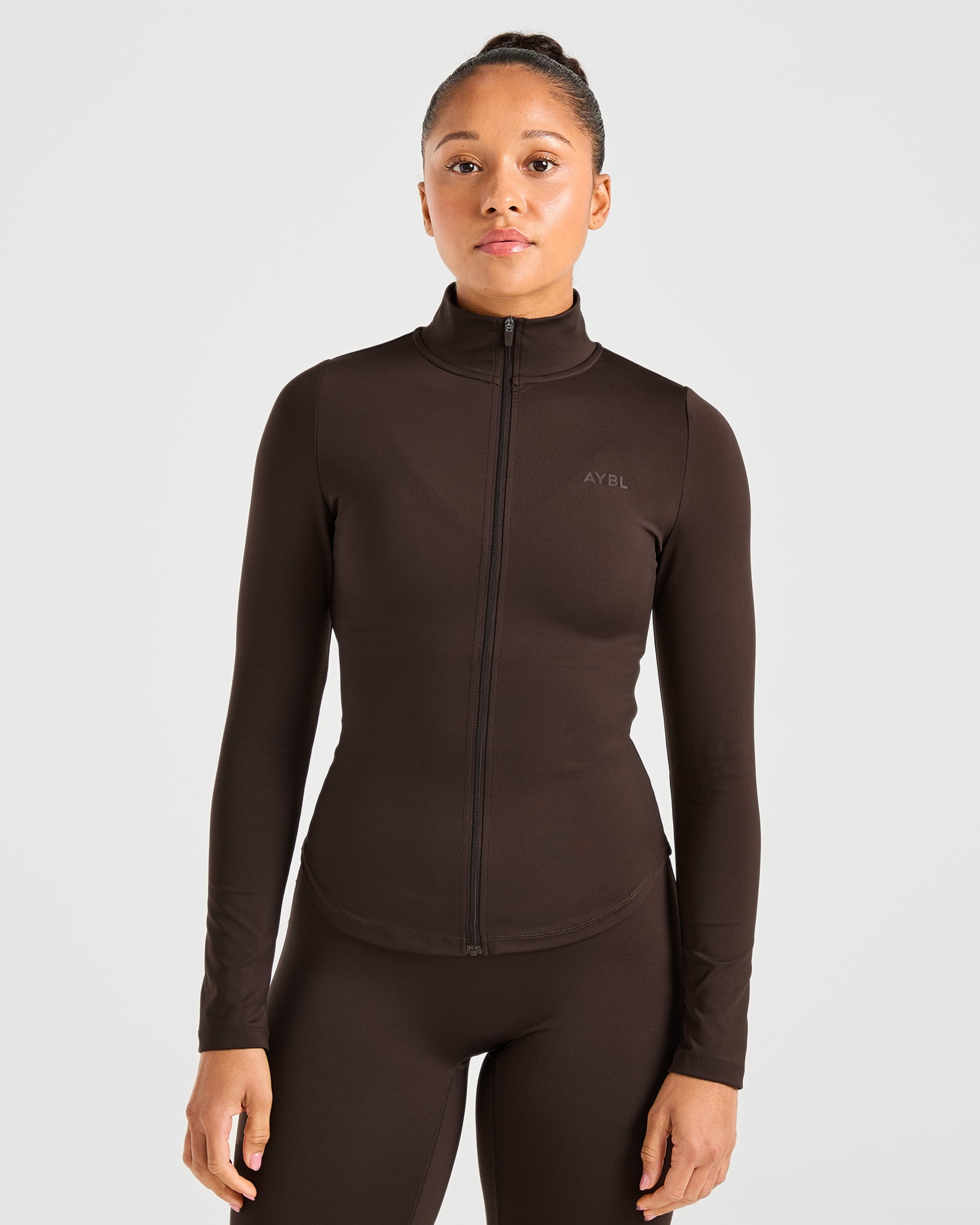 Chaqueta con cremallera Sculpt - Marrón Cacao Oscuro