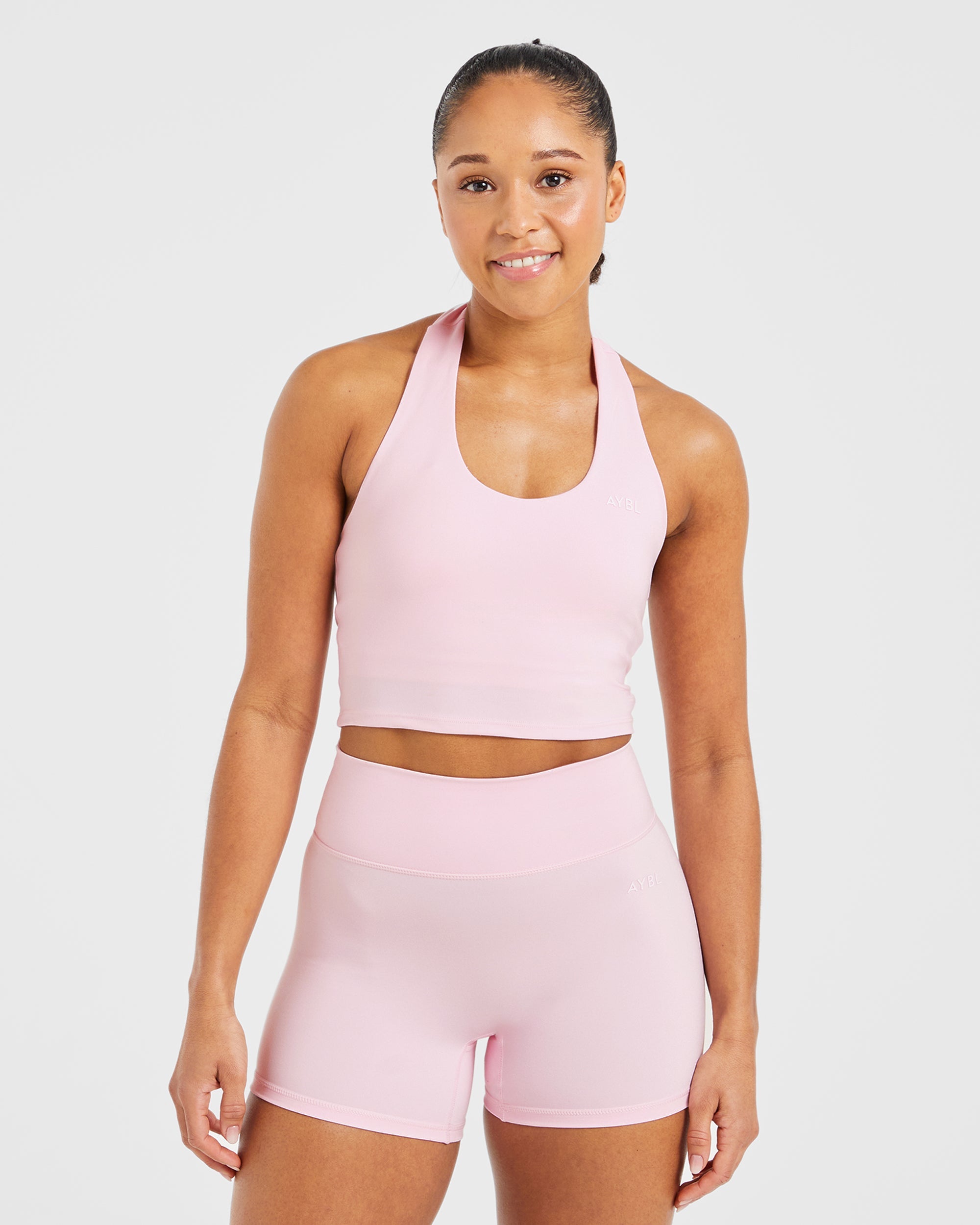 Top Corto de Tirantes Halter - Rosa Pastel