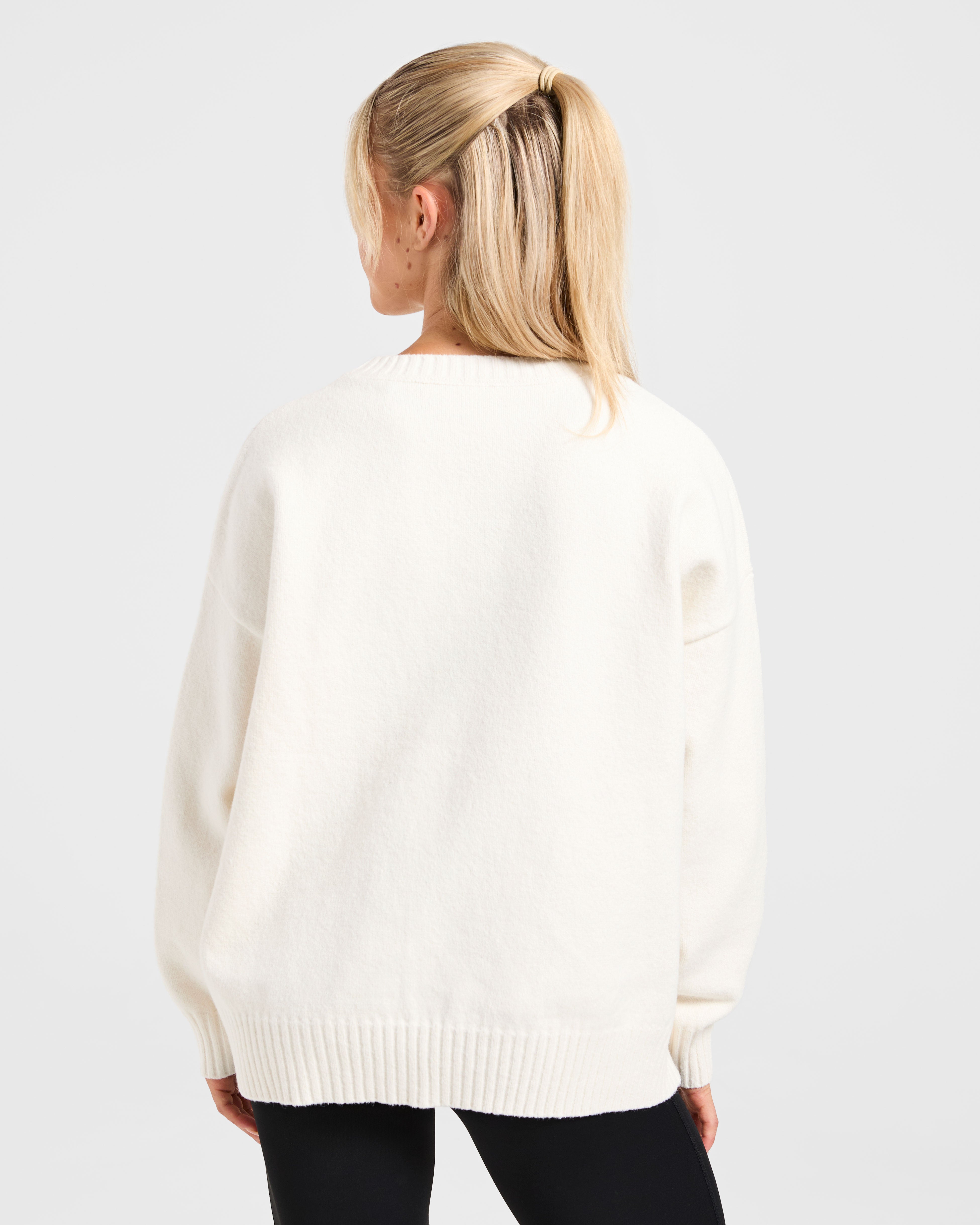 Sweater Oversized de Punto Varsity - Blanco Oficio